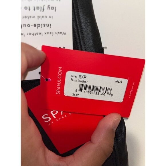 NWT Spanx Faux Leather Black Leggings Shaping High-Waist Size Small - Picture 2 of 12